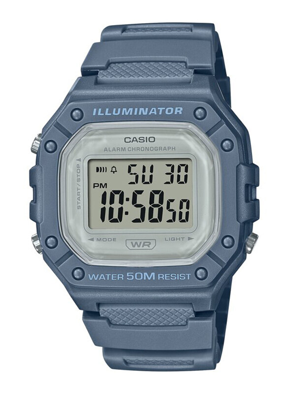 

Casio Pop Digital Watch Unisex with Resin Band, Water Resistant, W-218HC-2AVDF, Blue-Transparent