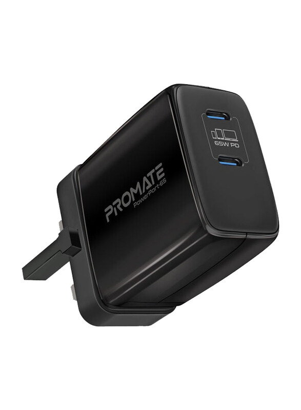 

Promate 65W Super Speed GaNFast UK Charging Adapter, Black