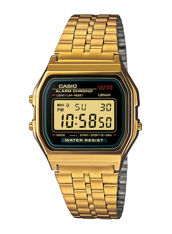 

Casio Vintage Digital Watch Unisex with Stainless Steel Band, Water Resistant, A159WGEA-1DF, Gold