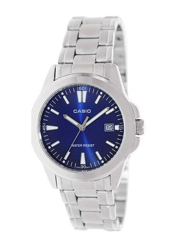 

Casio Quartz Analog Watch for Men with Stainless Steel Band, Water Resistant, MTP-1215A-2A2DF, Silver-Blue