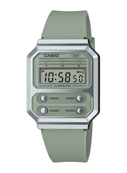Casio Vintage Digital Watch for Unisex with Resin Band, Water Resistant, A100WEF-3A, Grey-Grey