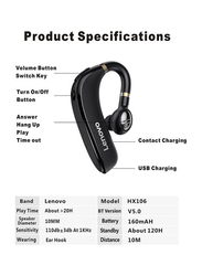 Lenovo HX106 Business In -Ear Bluetooth Headset with Touch Control, Black