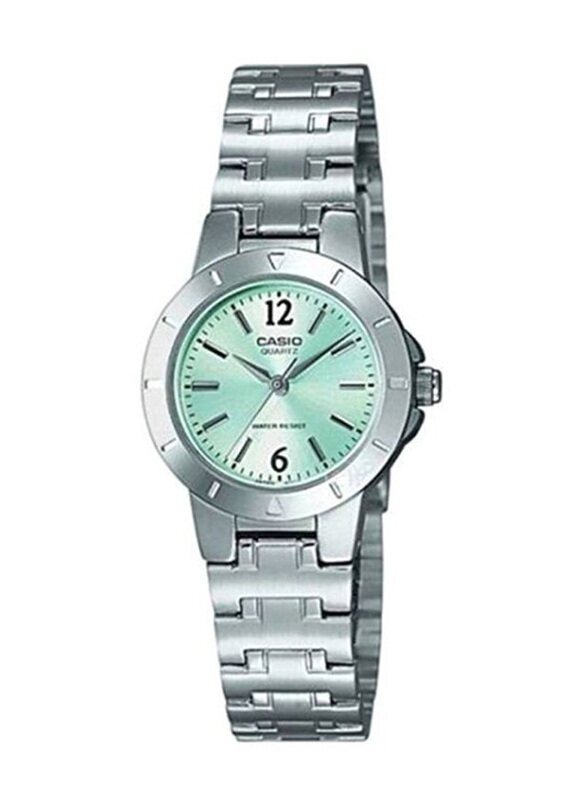 

Casio Analog Watch for Women with Stainless Steel Band, Water Resistant, LTP 1177A - 3A, Silver-Green