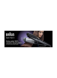 Braun Satin Hair 3 Hair Straightener with Extra Wide Plates, ST310, Black