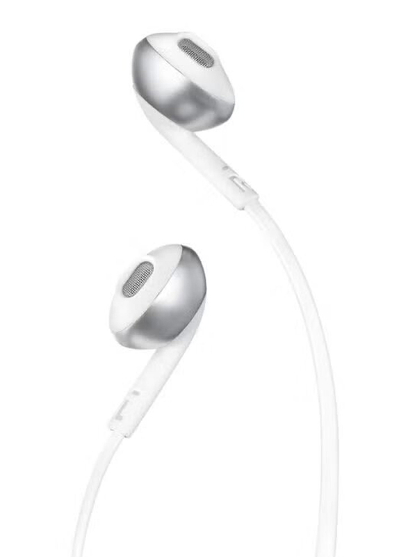 JBL T205 Bluetooth In-Ear Earphones with Mic, White/Chrome