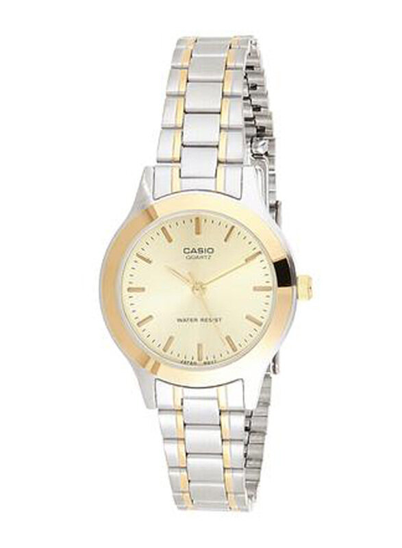 

Casio Analog Watch for Women with Stainless Steel Band, Water Resistant, LTP-1128G-9ARDF, Silver-Gold