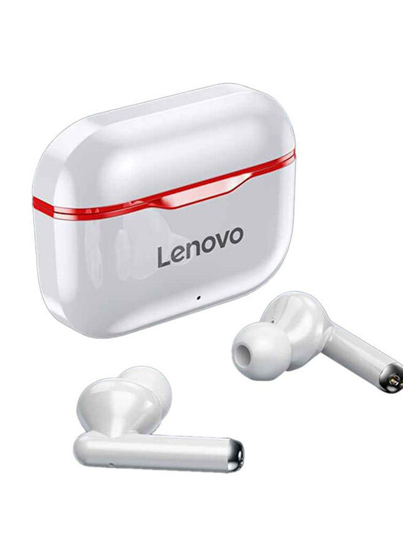 

Lenovo LP1 True Wireless In-Ear Earbuds with Mic & Touch Control, White/Red