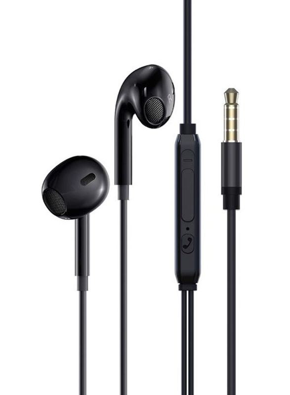 Promate Wired Earphones with Mic Noise Isolation Anti Tangle Cable & Button Control, Black