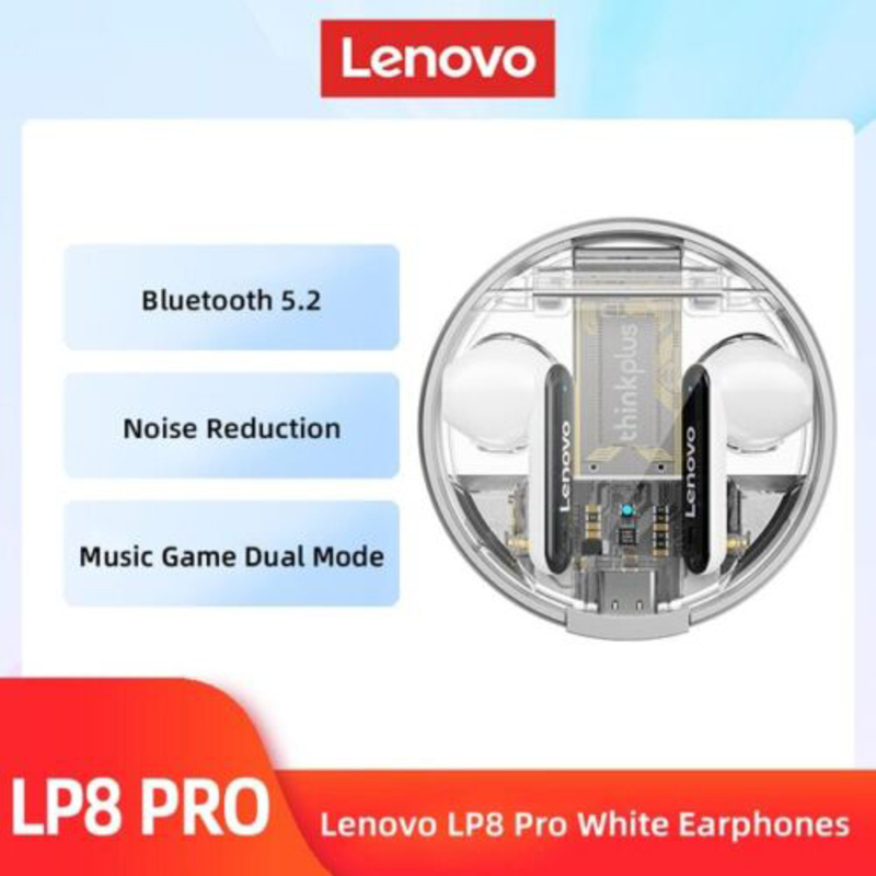 Lenovo Thinkplus True Wireless In-Ear Earbuds with Mic, LP8 Pro, White