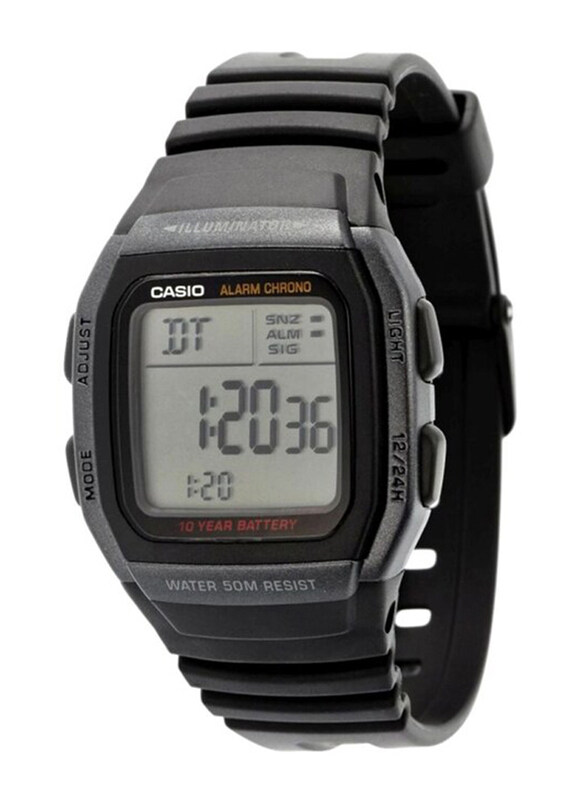 

Casio Digital Watch for Men with Resin Band, Water Resistant, W-96H-1BVDF, Black-Transparent