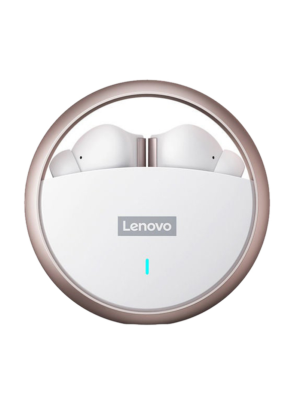 Lenovo LP60 True Wireless In-Ear Earbuds with Rotating Charging Case, White