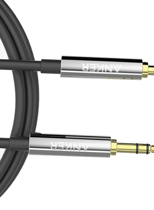 Anker 2-Feet 3.5 mm Aux Auxiliary Cable, 3.5 mm Aux Male to 3.5 mm Aux for Audio Devices, Black/Grey/Gold