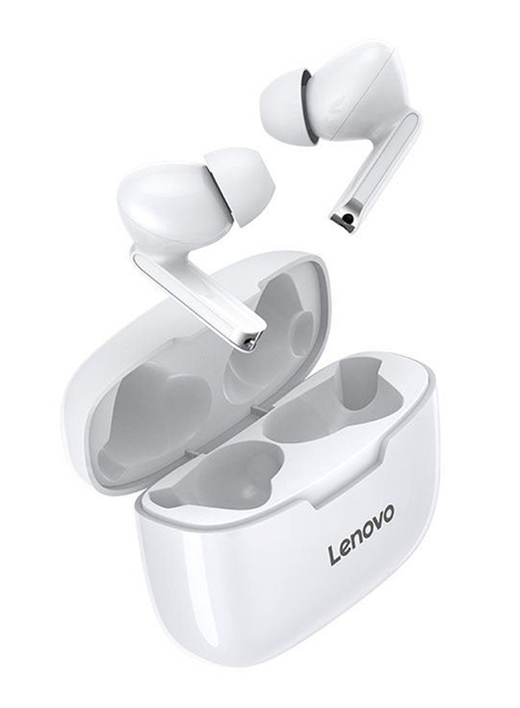 Lenovo XT90 True Wireless In-Ear Earbuds with Mic & Charging Case, White