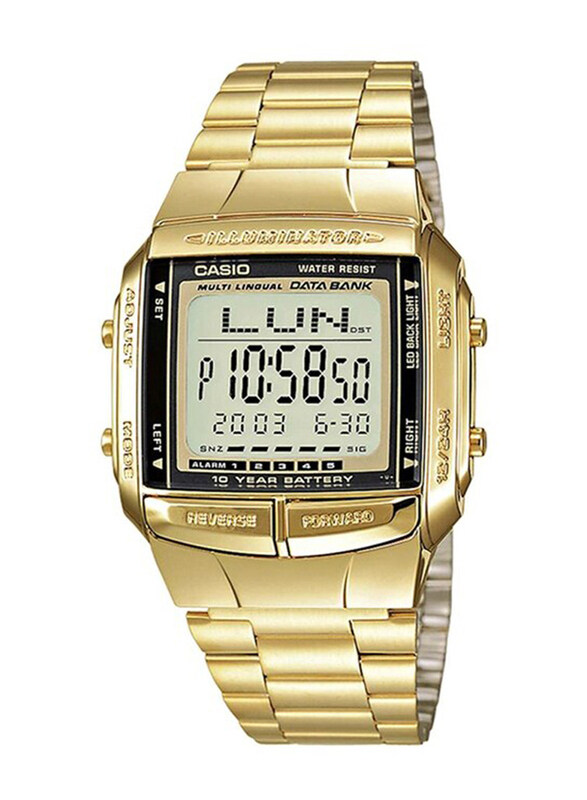 

Casio Digital Watch for Men with Stainless Steel Band, Water Resistant, DB-360G-9ASDF, Gold-Grey