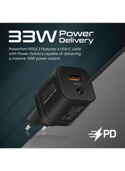 Promate Premium 33W Power Delivery UK Wall Adapter, Black