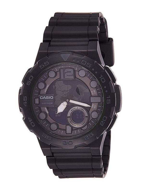 

Casio Analog + Digital Watch for Men with Resin Band, Water Resistant, AEQ-100W-1BVDF, Black