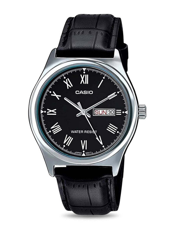 

Casio Analog Dress Watch for Men with Leather Band, Water Resistant, MTP-V006L-1BUDF, Black