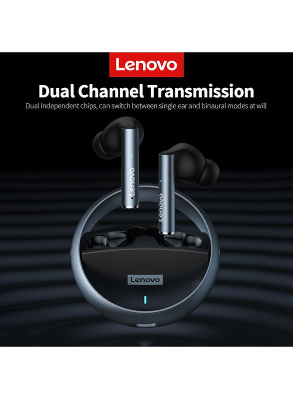 Lenovo LP60 True Wireless In-Ear Earbuds with Touch Control, Black