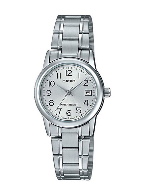 

Casio Dress Analog Watch for Women with Stainless Steel Band, Water Resistant, LTP-V002D-7B, Silver