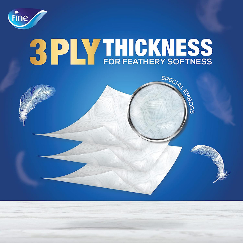 Fine Deluxe Highly Absorbent Toilet Paper, 3 Ply, 12 Rolls x 140 Sheets