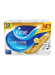Fine Deluxe Highly Absorbent Toilet Paper, 3 Ply, 12 Rolls x 140 Sheets