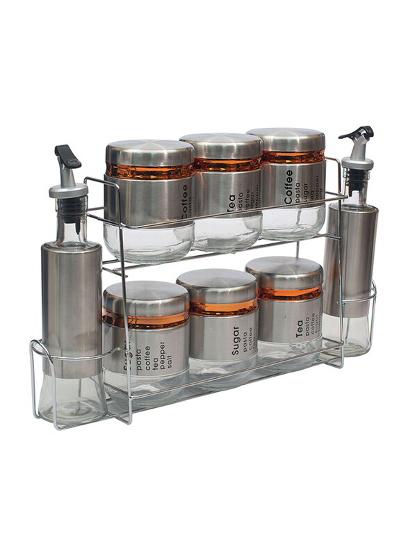 

Falez Space Jar Set, 8 Pieces, Silver/Clear