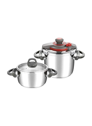 Falez 2-Piece Cookfest Pressure Cooker Set, Silver/Black