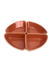 Falez 4-Piece Inner Glazed Triangle Plate, 15 x 10 x 3.5cm, Brown