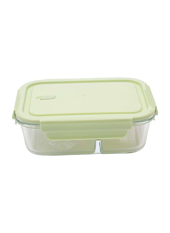 

Falez Rectangle Ideal Store Plastic Lid Container with Separated, 18.9 x 14.5 x 6.7cm, Green/Clear