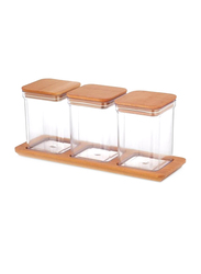 Falez 3-Piece Viola Storage Box with Wood Stand, 1 Liter, Clear/Brown