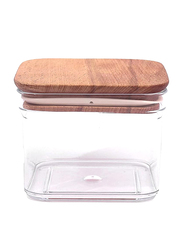 Falez Viola Storage Box with Wood Lid, 0.5 Liters, Clear/Brown