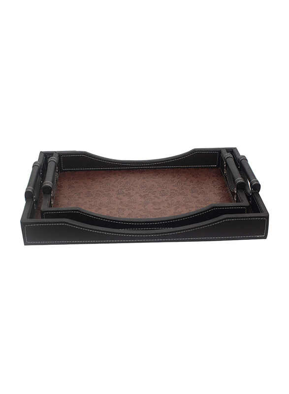 

Falez 2-Piece Leather Tray, Black/Brown