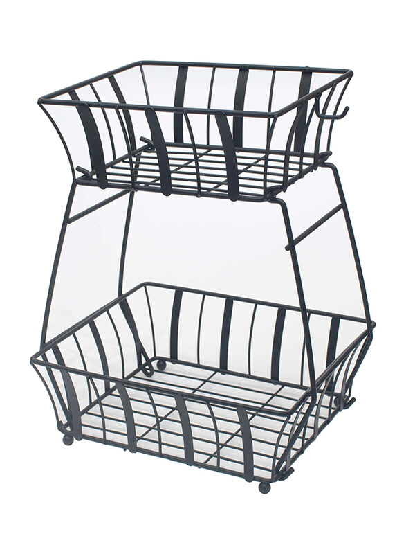 

Falez 2 Layer Square Metal Fruit Stand, Black