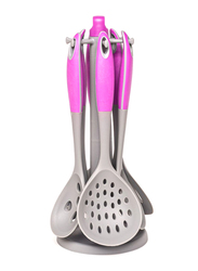 Falez 6-Piece Silicone Kitchen Flatware Cutlery Gadget Set with Stand, Violet