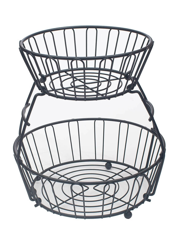 

Falez 2 Layer Circle Metal Fruit Stand, Black
