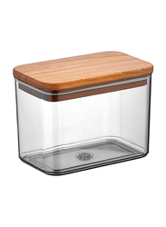 Falez Ivy Storage Box with Wood Lid, 1 Liter, Clear/Brown