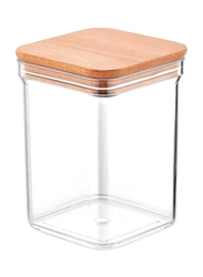 Falez Viola Storage Box with Wood Lid, 1 Liter, Clear/Brown