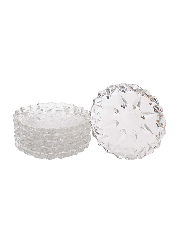 

Cityglass 15cm 6-Piece Rocks Ice Cream Plate with Tray Gift Box, Clear