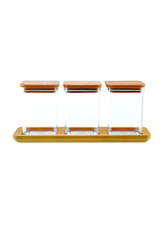 Falez 3-Piece Viola Storage Box with Wood Stand, 1 Liter, Clear/Brown