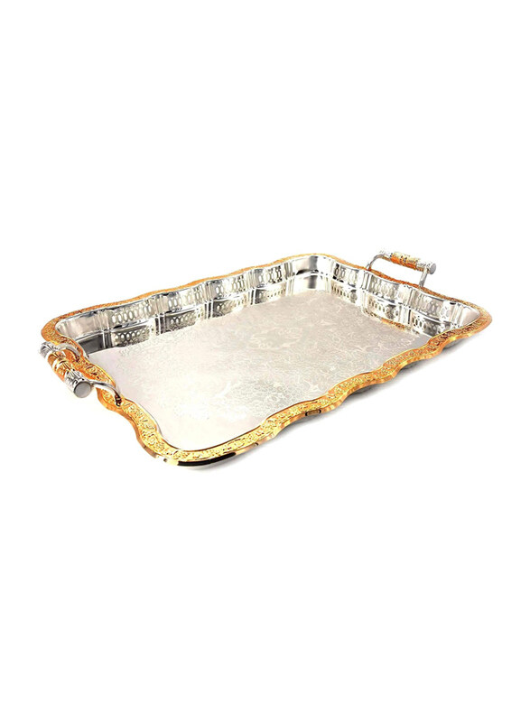 

Kingsville 55.3 Rectangle Tray, Silver/Gold