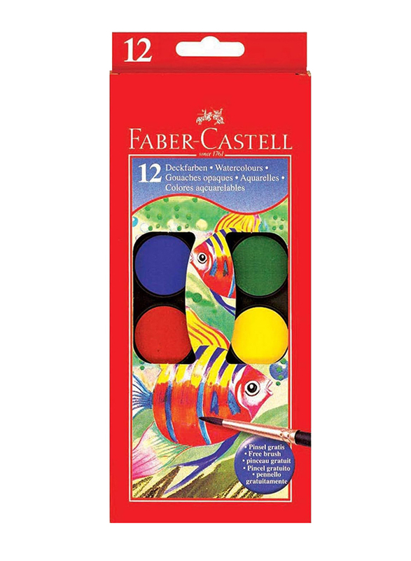 Faber-Castell Watercolors 12 Color 24mm, Multicolour