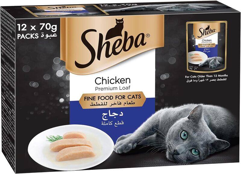 

Sheba Premium Loaf Chicken Cat Food with Real Chicken Taste, Essential Vitamins and Minerals, this Sheba Wet Food is Made with Loaf Formula for Easier