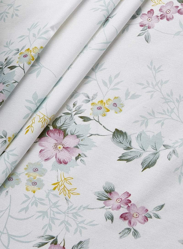 Aceir 3-Piece 180 TC Premium Collection Rose Mallow Cotton Fitted Bedsheet Set, 1 Bedsheet + 2 Pillow Cases, Queen, Multicolour