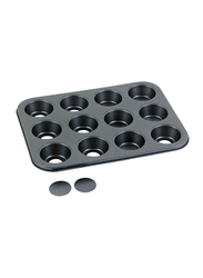 RL Industry 12 Cup Muffin Pan, CB00128, 35x26x3 cm, Black