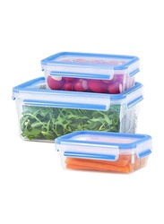 Emsa 5-Piece Clip & Close Food Containers Set, 0.15/0.25/0.55/1/3.7L, Transparent/Blue