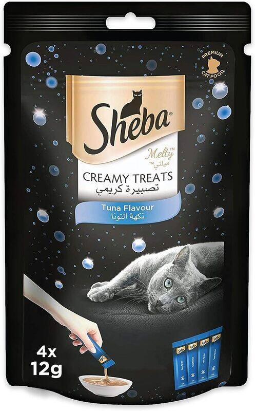 

Sheba Cat Food, Melty Tuna Flavor Cat Food Wet Creamy Treats, Premium Luxurious Indulgence, Fed by Hand for a Special Moment so Your Cat Can Find Reli