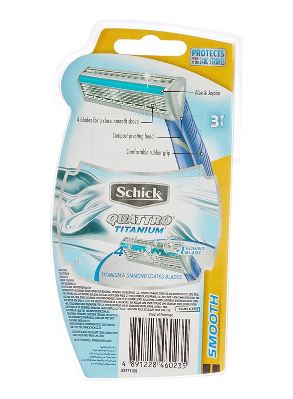 Schick Quattro Titanium Disposable Razor with 4 Blade, Black