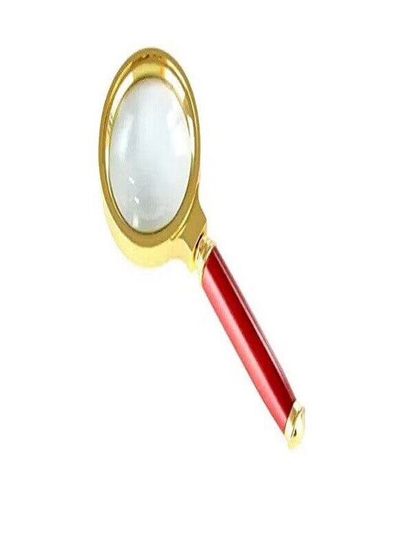 

Deli 50mm Golden Metal Magnifying Glass, Gold/Red/Clear