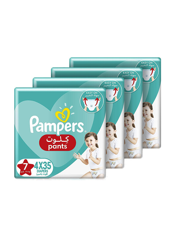 

Pampers Baby-Dry Pants Diapers, Size 7, 17+ kg, 4 x 35 Count