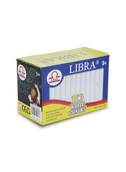 Rahalife Libra High Quality Dustless Chalks, Smooth Writting Calcium Chalks Non Brittle, 100 Pieces Box, White
